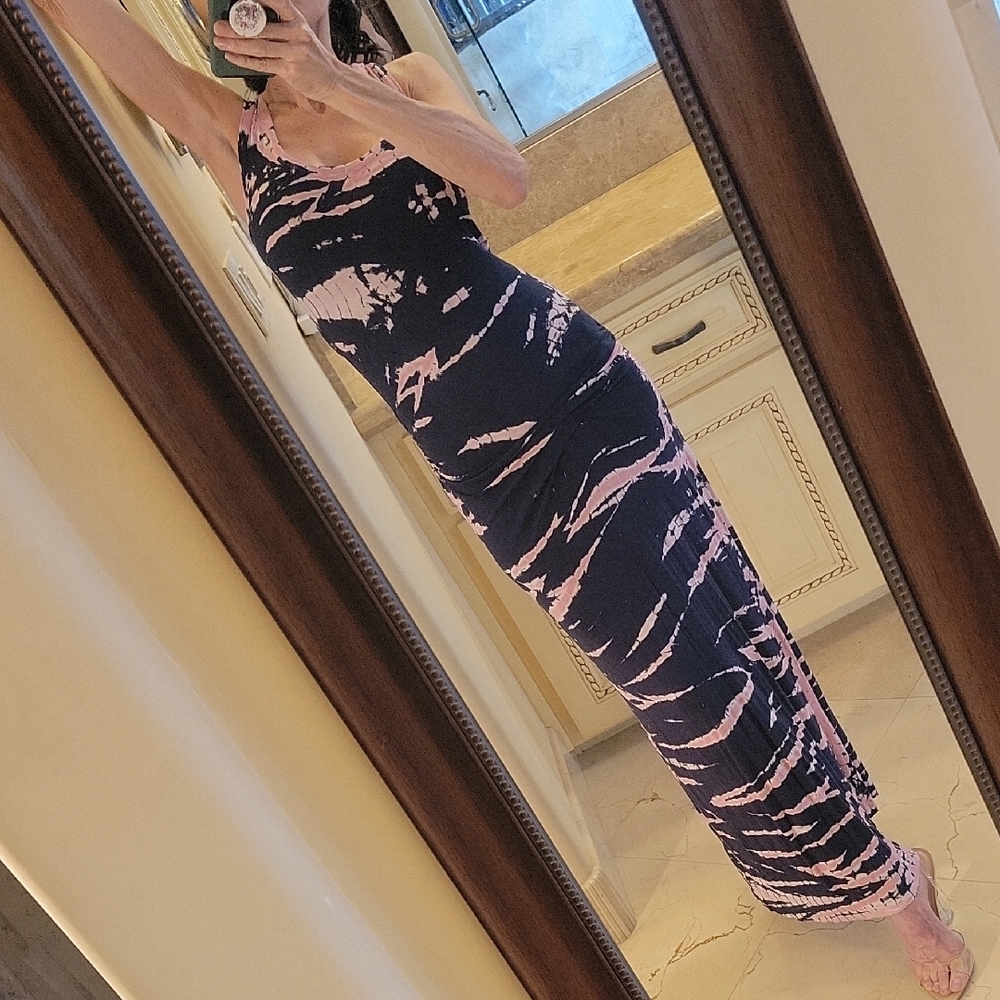Young Fabulous & Broke Pink & Navy Blue Maxi Dress, XS